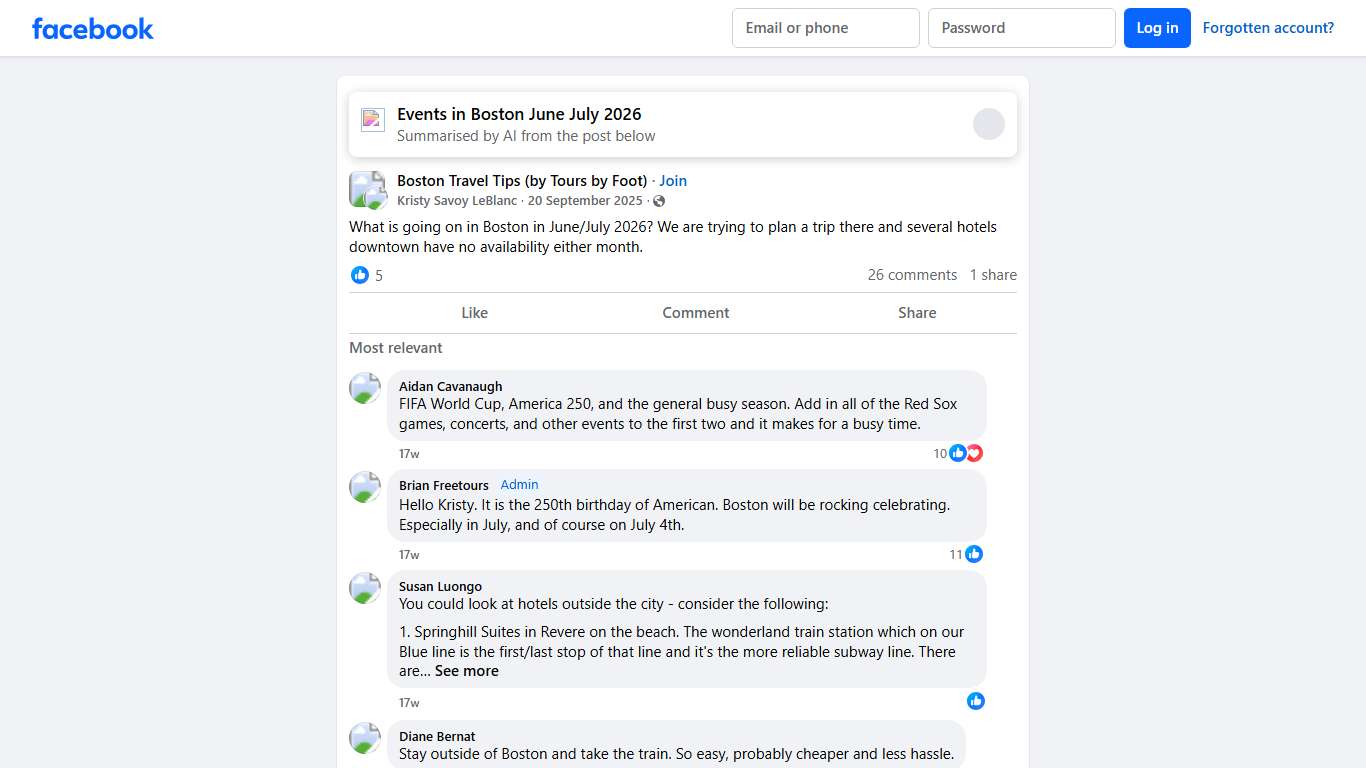 Boston Travel Tips (by Tours by Foot) What is going on in Boston in June/July 2026 Facebook