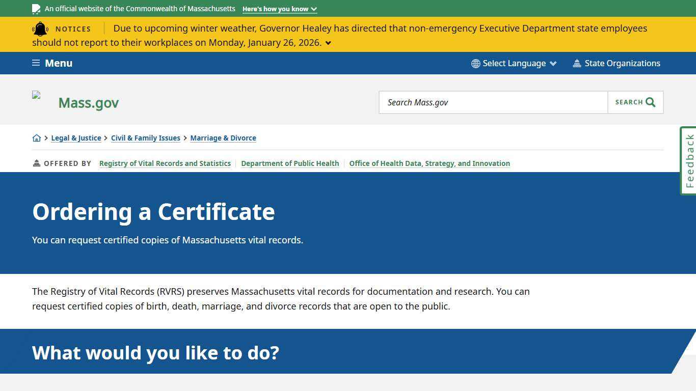 Ordering a Certificate Mass.gov